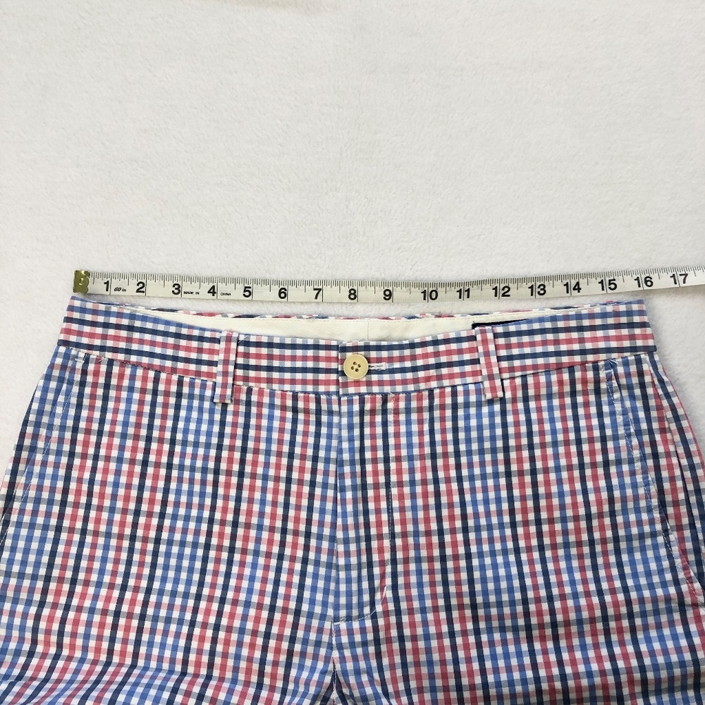 Vineyard Vines Gingham Check Plaid Pink Blue Shorts - Size 32 - Picture 3 of 4